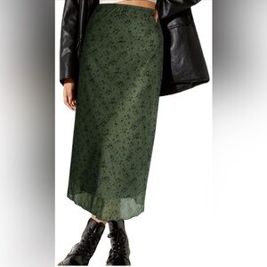 Green Floral Midi Skirt